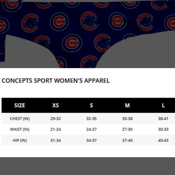 NWT ~ Chicago Cubs Concepts Sport Women's Record Allover Print Panty Size: Large - Picture 7 of 8
